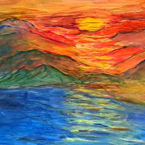 toile en acrylique représentant un couché de soleil