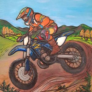 toile acrylique et résine thème moto